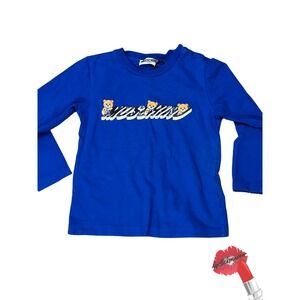 Moschino‎ Sweatshirt Bear Blue Boys Logo Crewneck Sweater NO SIZE TAG